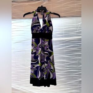 Elegant Purple and Black Halter Dress sz M